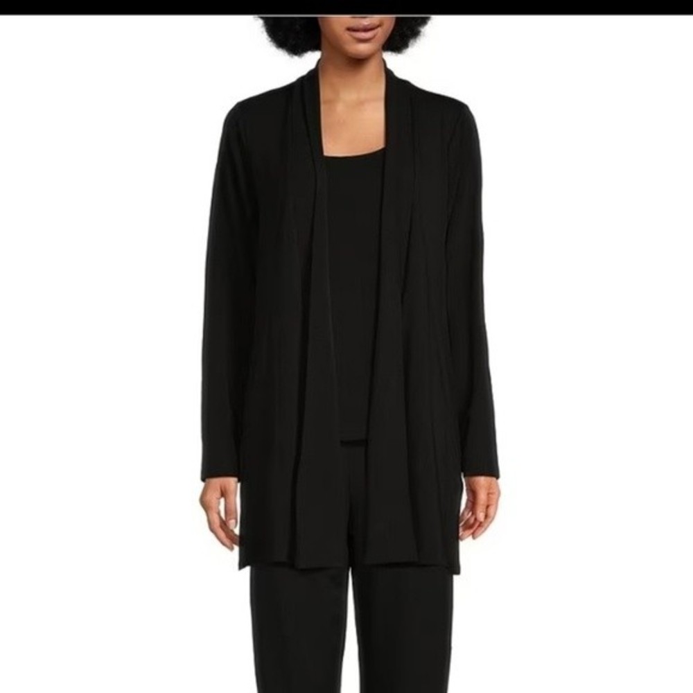 Eileen Fisher Black zip up sweater Soft Cardigan jacket